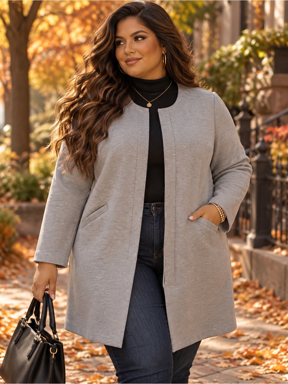 Love & Legend Plus Size 3X Grey Longline Jacket Coat